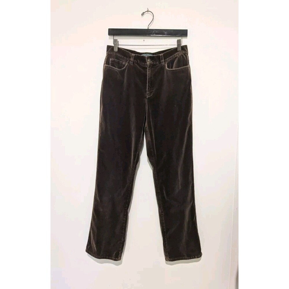 Lauren Ralph Lauren Straight-Leg Velvet Pants in Dark Brown